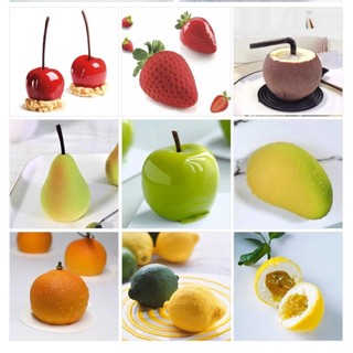Pháp Bánh Mousse Khuôn Silicon Mô Phỏng Trái Cây Cổ Tích Đào Táo Chanh Anh Đào Dừa Sữa Đông Lạnh