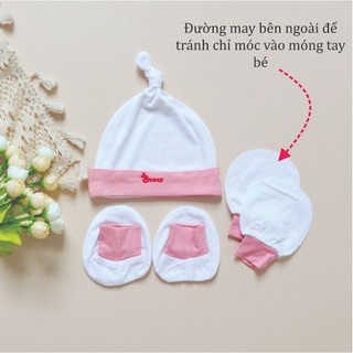 Set mũ vớ bao tay sơ sinh mùa hè chính hãng Bunnybaby chất thun lạnh Modal siêu mát mềm mịn