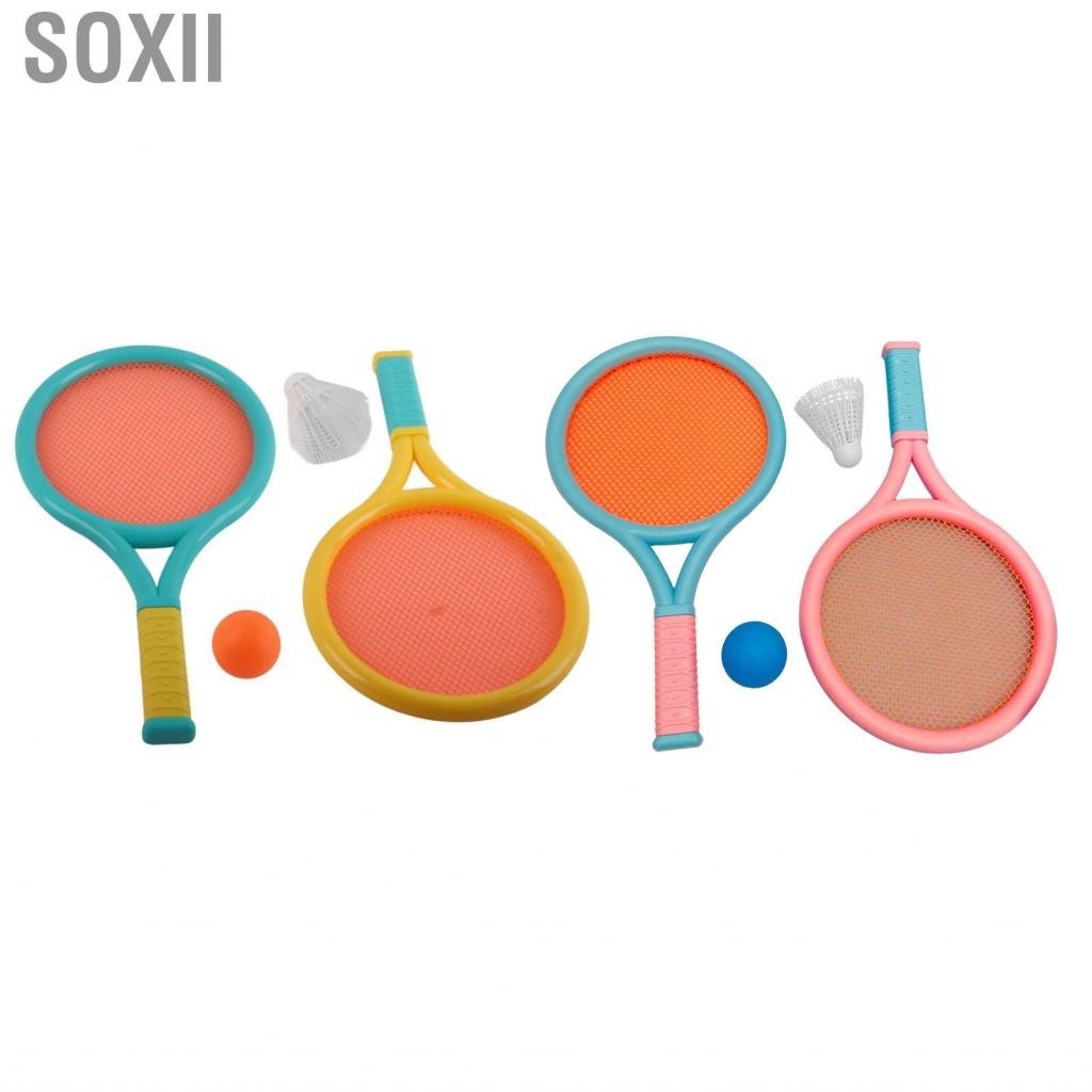 Soxii Children Badminton Racket Slip Resistant Durable Elastic Portable Tennis Set for Kids 2 Rackets Balls
