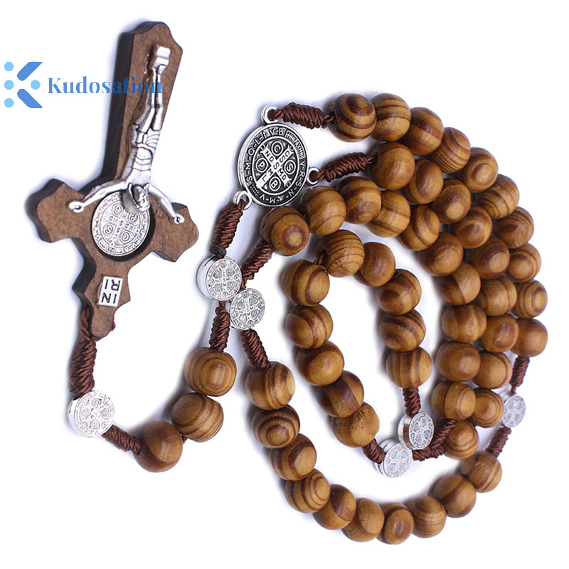 Kudosation Handmade Hạt Tròn Công Giáo Mân Côi Chất Lượng Hạt Vòng Cổ Mặt Dây Tôn Giáo