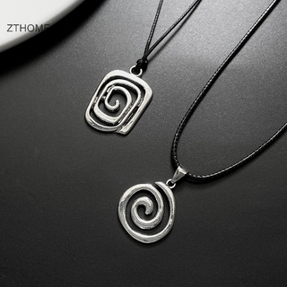 Zthome Vintage Xoắn Ốc Xoáy Mặt Dây Chuyền Tay Dệt Dây Da Vòng Cổ Dành Cho Nữ Unisex Boho Xoay Vòng Cổ Choker Trang Sức Thời Trang HOT