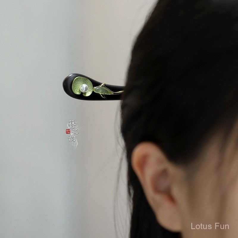 Mây Chảy [Geranium] Lá Sen Koi Mun Kẹp Tóc Cuộn Tóc Cổ Thanh Lịch Hanfu Phụ Kiện Hàng Ngày
