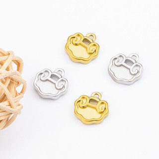 Mặt dây chuyền khóa may mắn bằng thép không gỉ Phụ kiện trang sức DIY 18k Vỏ vàng Tuổi thọ Khóa quyến rũ