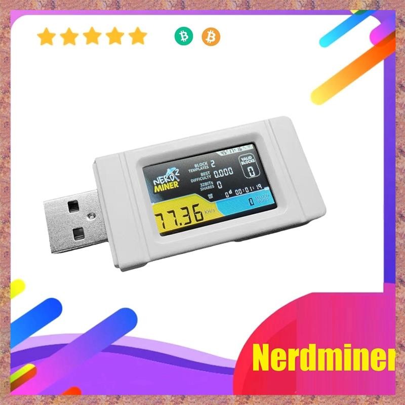 Máy khai thác USB Nerdminer 77KH / S có màn hình màu BTC Solo Xổ số khai thác mỏ Mini Bitcoin BTC Miner Nerd (R F C V)