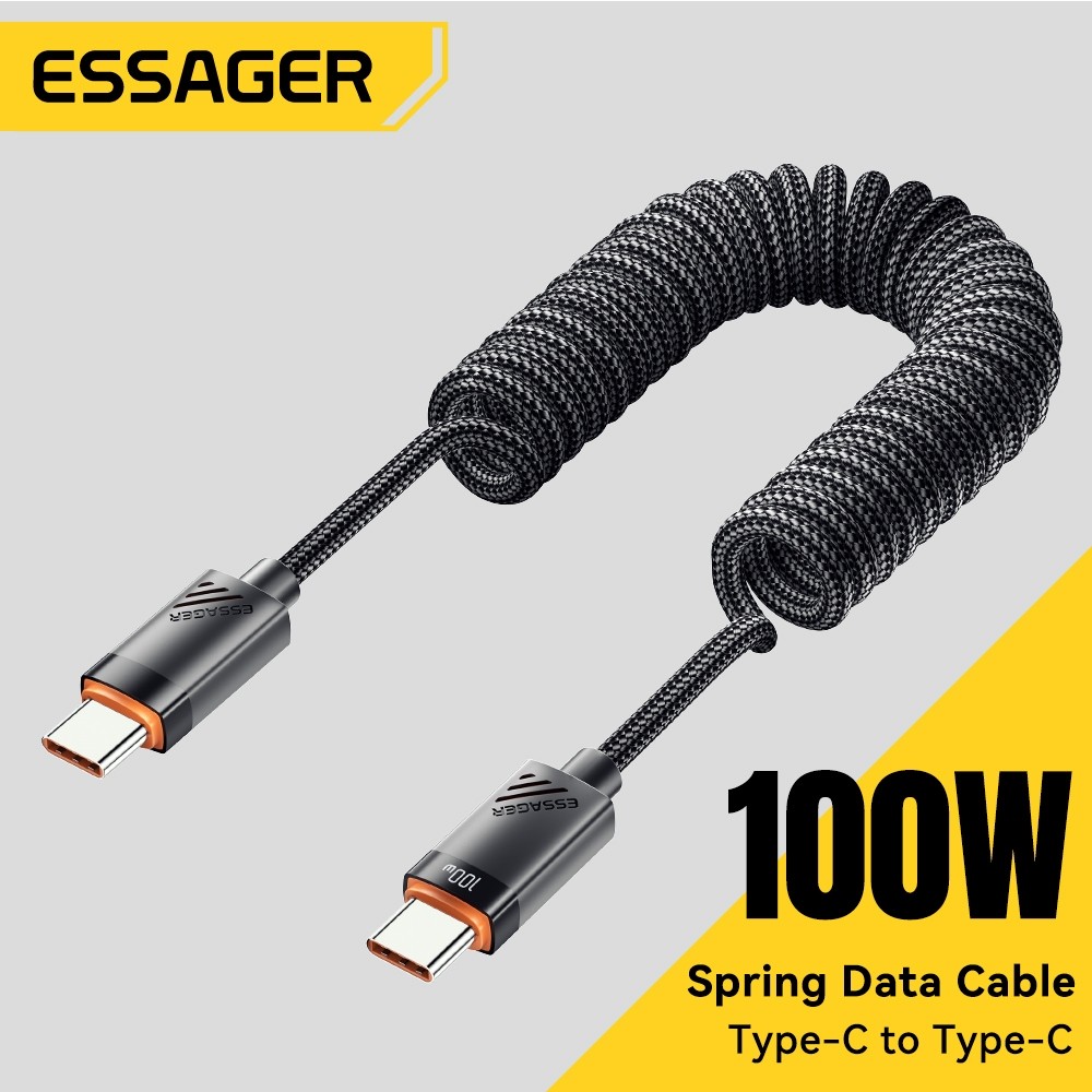 Cáp sạc lò xo ESSAGER 60W / 100W Type C Type C sang Type C phù hợp cho Samsung Xiaomi