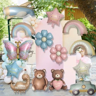 Bong Bóng Hoa Nhiều Màu Sắc Macaron Daisy Nhôm Lá Bóng Phụ Kiện Tiệc Sinh Nhật
