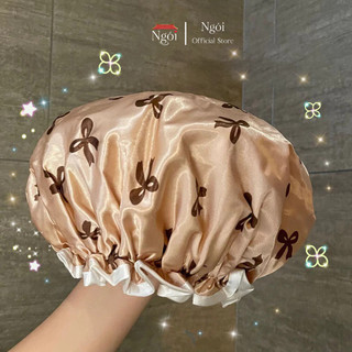 Mũ Tắm Trùm Tóc Chống Nước 2 Lớp Mũ Trùm Tóc Mũ Trùm Đầu Tắm Họa Tiết Nơ Thanh Lịch Co Giãn Tốt NGÓI HOME - MT01