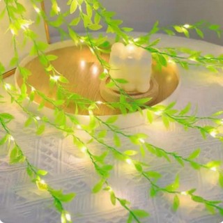 CORESSPACE Hoa Nhân Tạo, Hộp Pin 2M 20Light Đèn Rèm Liễu, Luôn Trên Cây Giả Cây Nho Để Bàn Trang Trí Dây Giả Lá Dây Đèn