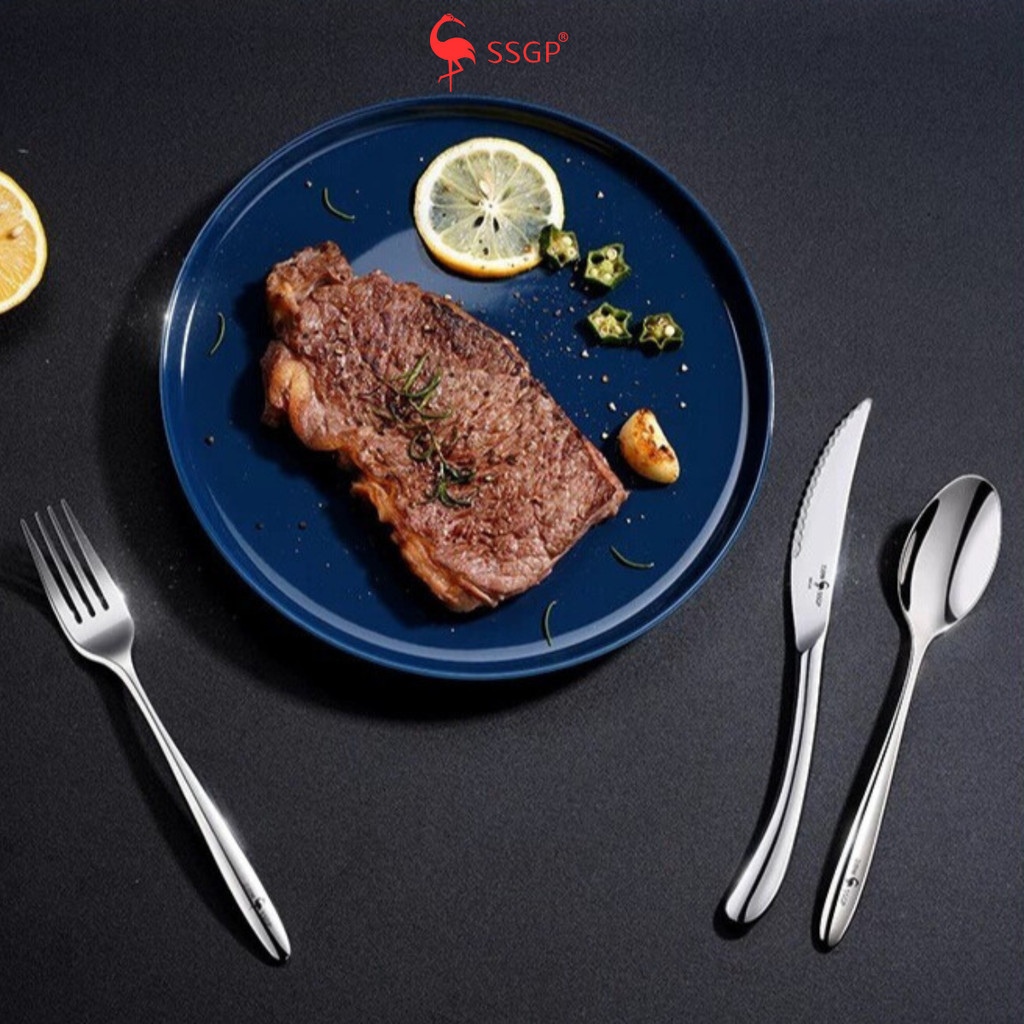 Combo dao muỗng nĩa ăn beefsteak Berlin inox 316 SSGP của , thìa ăn, muỗng ăn, bộ muỗng, nỉa