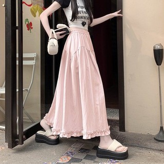 S-5XL Size Lớn Váy Dài Nữ Phong Cách Nhẹ Nhàng Váy Màu Trơn Nữ Mùa Hè Mỡ MM Bao Bụng Ôm Hơn Nhìn Váy Phong Cách Takamori Váy Phù Hợp Với Tất Cả Các Trận Đấu Hình Quả Lê Body Drape a-Line Váy Size Vừa Lớn Nữ