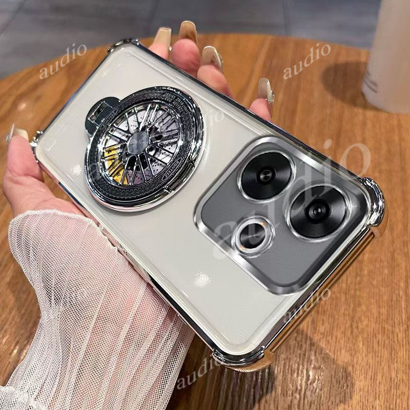 Ốp điện thoại trong suốt mạ bốn góc Realme 14T 14 5G có giá đỡ cối xay gió cho Realme 15 Pro 15T 14T 14 Realme14T 5G Ốp lưng silicon mềm chống sốc cho realme 14t 14 5G