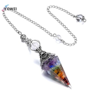 Yowei Tự Nhiên 7 Luân Xa Chữa Bệnh Pha Lê Con lắc Cho Dowsing Bói Toán Đá Thạch Anh Con lắc Cổ Reiki Mặt Dây Chuyền Trang Sức VN