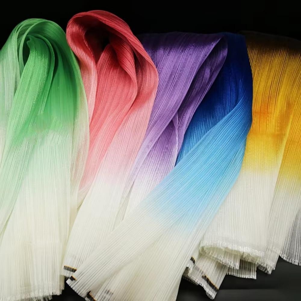 Vải lưới TRACELIOIAN Organza, Vải kết cấu xếp li sáng DIY, Màu Gradient thời trang Handmade Thiết kế vải nền đám cưới
