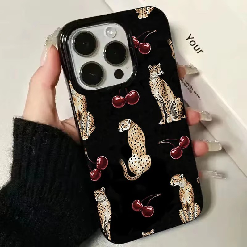 Cool Cougar Họa Tiết Anh Đào Ốp Lưng Điện Thoại iPhone 16 15 14 13 12 11 Pro Max X XS XR 7 8 Plus SE2 16E Shoockproof Bìa Mềm