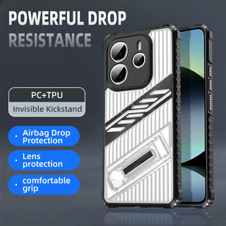 Dành Cho Redmi Note 14 4G Ốp điện thoại PC Cứng Trong Suốt TPU Mềm Tích Hợp Chân Đế Ẩn Chống Rơi Chống Sốc Mỏng Bao