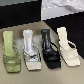 Giày cao gót mũi vuông chunky cho nữ, kiểu dáng thời trang dễ mang
