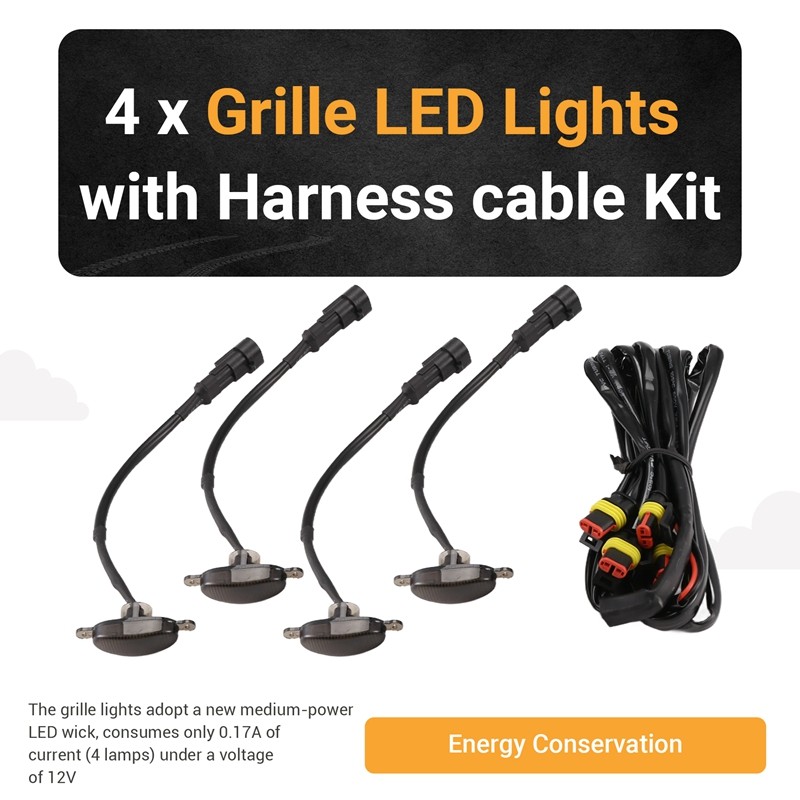 Đèn chạy bộ lưới tản nhiệt phía trước LED màu hổ phách phong cách 4X cho 2009-2018