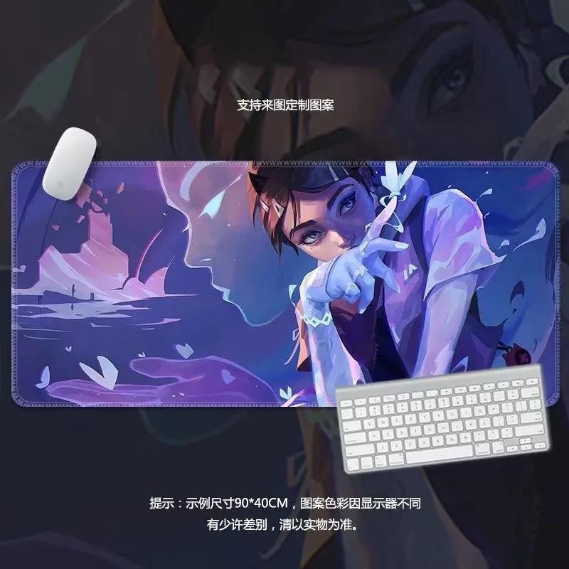 Miếng lót chuột chơi game cỡ lớn Valorant (900x400mm) - Thiết kế Phoenix / Jett / Raze, dày 3mm cho Esports, Đế cao su chống trượt, viền khâu