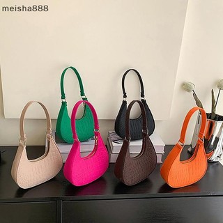 Meisha888 Màu Kẹo Thiết Kế Cao Cấp Kết Cấu Nách Túi Xách Túi đeo dưới cánh tay Nỉ Cho Nữ Túi Subaxillary Ví Túi Lưỡi Liềm