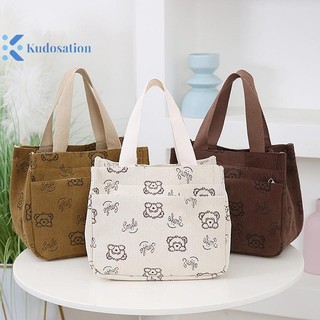 Kudosation Phim hoạt hình dễ thương In vải nhung Túi xách đa năng Nhân viên văn phòng Bữa trưa Túi Tote Bento