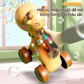 Trẻ Em Hoạt Hình Hươu Xe Đẩy Bong Bóng Máy Xe Đẩy Hai Trong Một Bong Bóng Điện Thổi Xe Âm Thanh Ánh Sáng Đồ Chơi Ngoài Trời