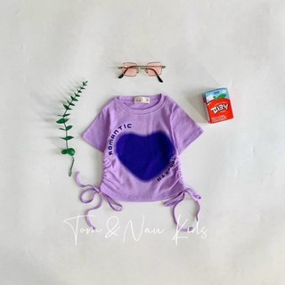 A15-[tomnaukid] Áo thun rút dây bé gái hình trái tim vải cotton SG Form ôm - Size 8-35Kg