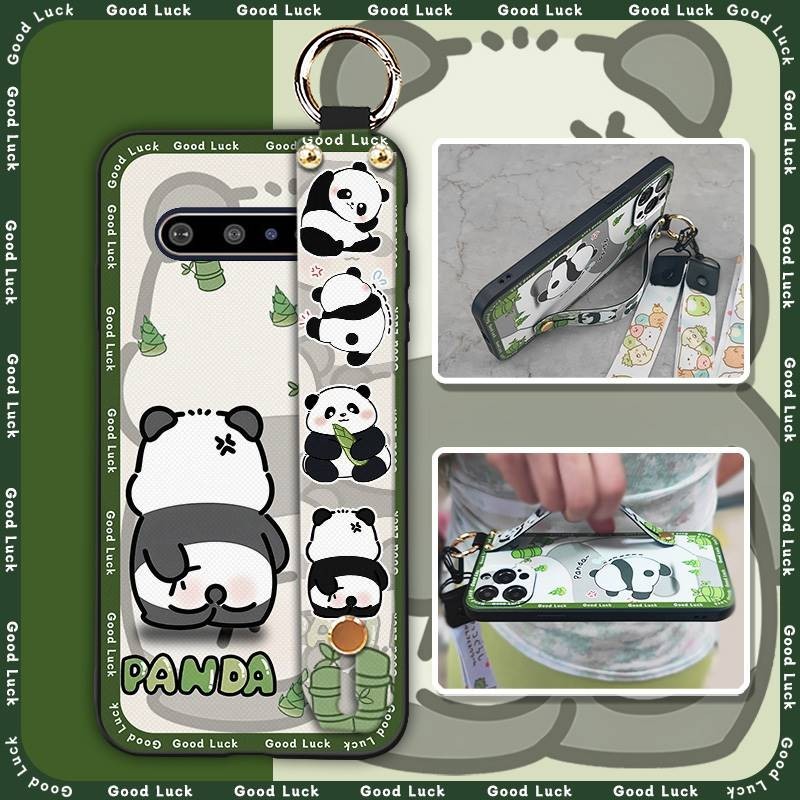 Phone Holder phone cover Phone Case For LG V60 ThinQ 5G Anti-dust Back Cover Wrist Strap panda Dirt-resistant Durable