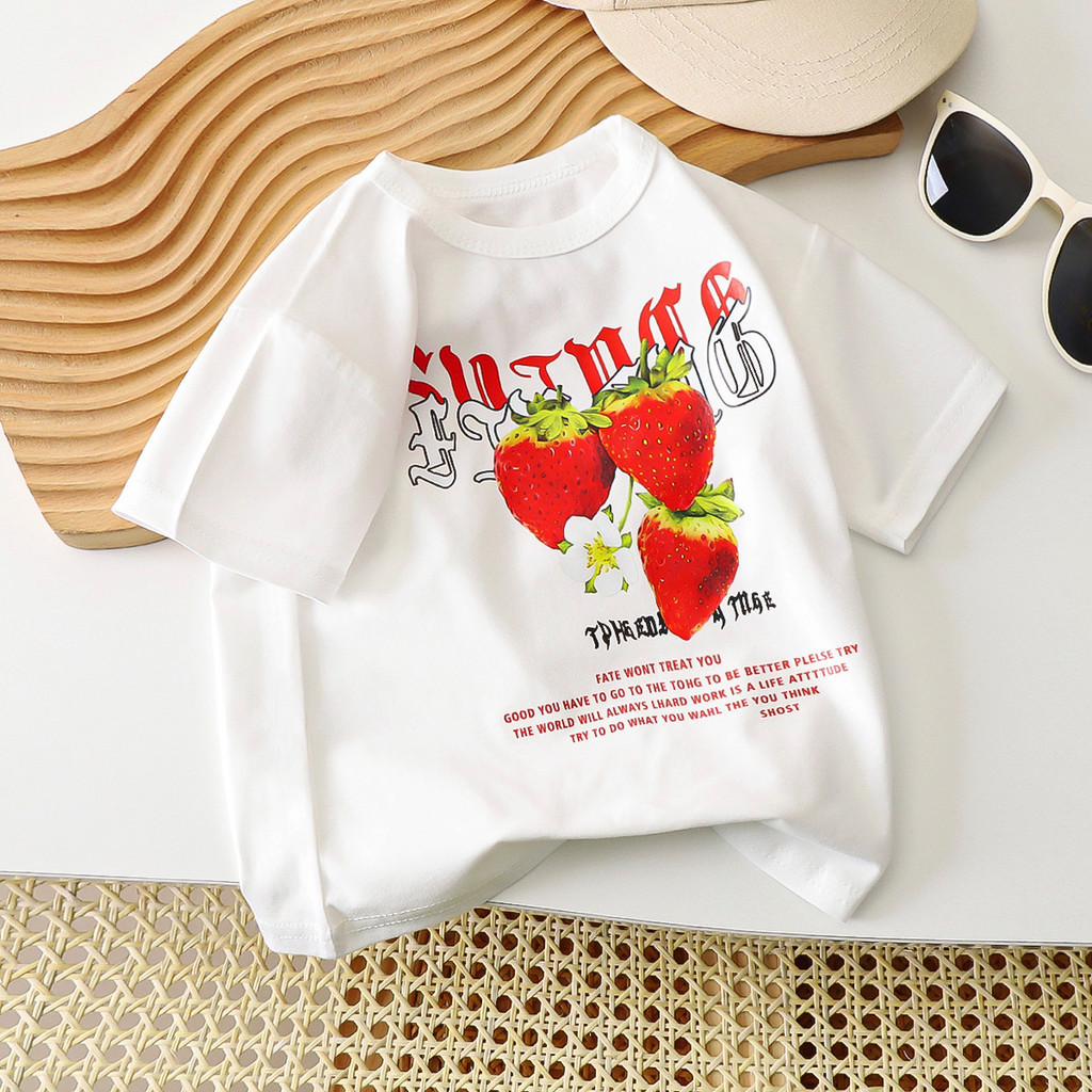 Trẻ Em Áo Thun Cotton Nguyên Chất Mùa Hè Phong Cách Mới Bé Gái Nửa Tay Top Mỏng Phong Cách Mùa Hè Quần Áo HWZA