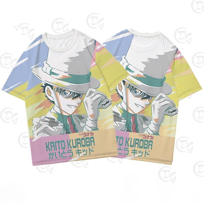 YT2 Thám Tử Lừng Danh Conan Kid the Phantom Thief Vải Cosplay 3D Mùa Hè Áo Thun Cho Trẻ Em Anime Tay Ngắn Top TY2
