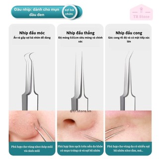 Set nặn mụn cao cấp Gecomo 3/ 5/ 8 cây nhiều đầu đa dạng inox không gỉ gồm cây nặn và nhíp gắp mụn