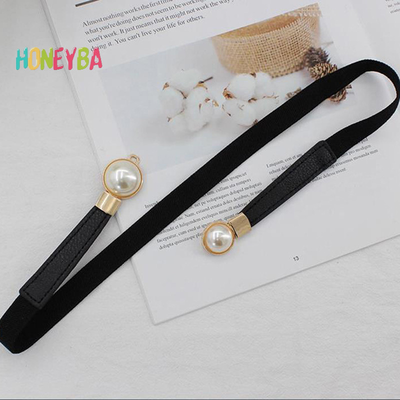 < Honeyba > Thắt Lưng Ngọc Trai Da Đầm Váy Eo Co Giãn Mỏng Thắt Lưng Nữ Thắt Lưng Nữ Thắt Lưng Phụ Kiện
