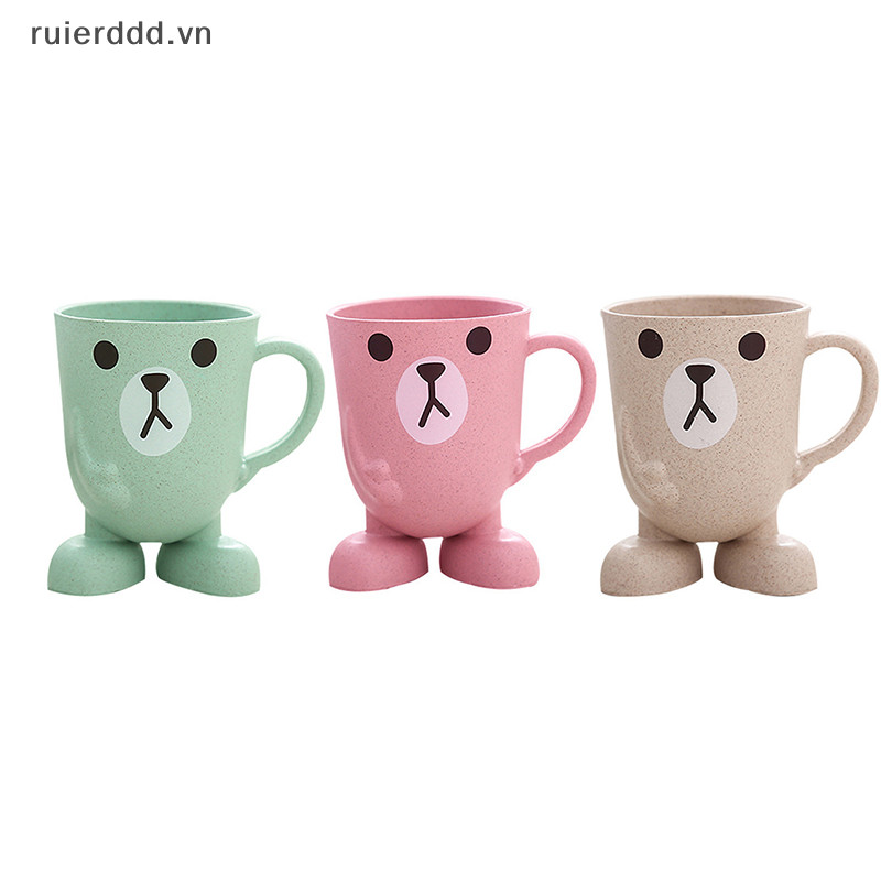 # New # Home Phòng tắm Tumbler Cốc nước súc miệng Rơm lúa mì Hoạt hình Động vật Bàn chải đánh răng.