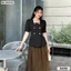 Áo kiểu peplum cổ vuông đính cúc BEMINE A439