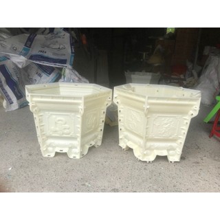 Khuôn Đổ Chậu Lục Giác Kích thước 48cm Chân Liền Nhiều Hoa Văn Cho Khách Lựa Chọn