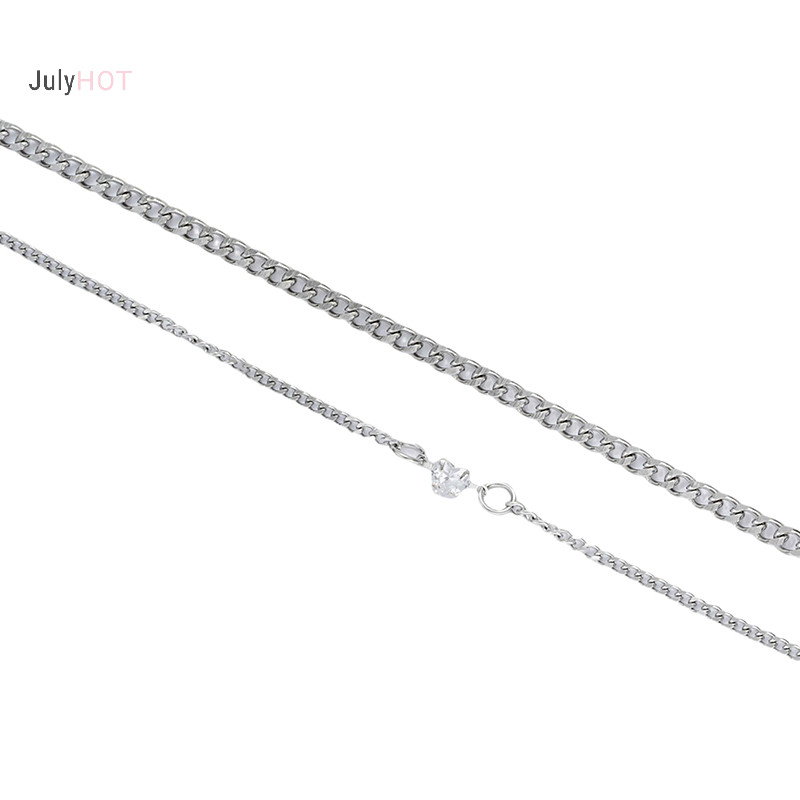 Bộ vòng tay bằng thép không gỉ thời trang đơn giản JULYHOT dành cho cặp đôi Unisex Nam Nữ Tình yêu Pha lê Trái tim Bạc Dây chuyền Vòng tay Trang sức Quà tặng Massivedeals