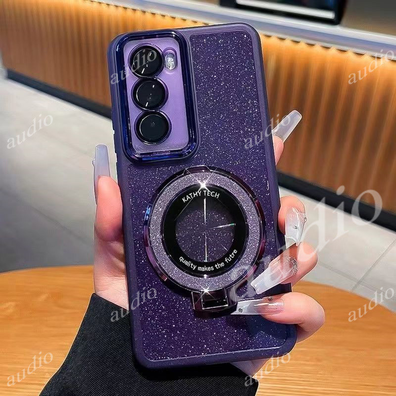 Realme C75 C75x 4G Long lanh Bling Giá đỡ từ tính Ốp điện thoại cho Realme C75 C 75 75C RealmeC75 4G 2024 Phim bảo vệ Camera ống kính toàn bộ Vỏ điện thoại lấp lánh có giá đỡ vòng đeo tay