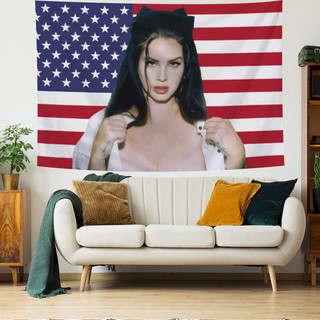 Lana Del Rey Cờ Mỹ Tường Polyester Tấm Thảm Có Kẹp Treo Tường Tấm Thảm Trang Trí Nhà Cửa Quà Tặng