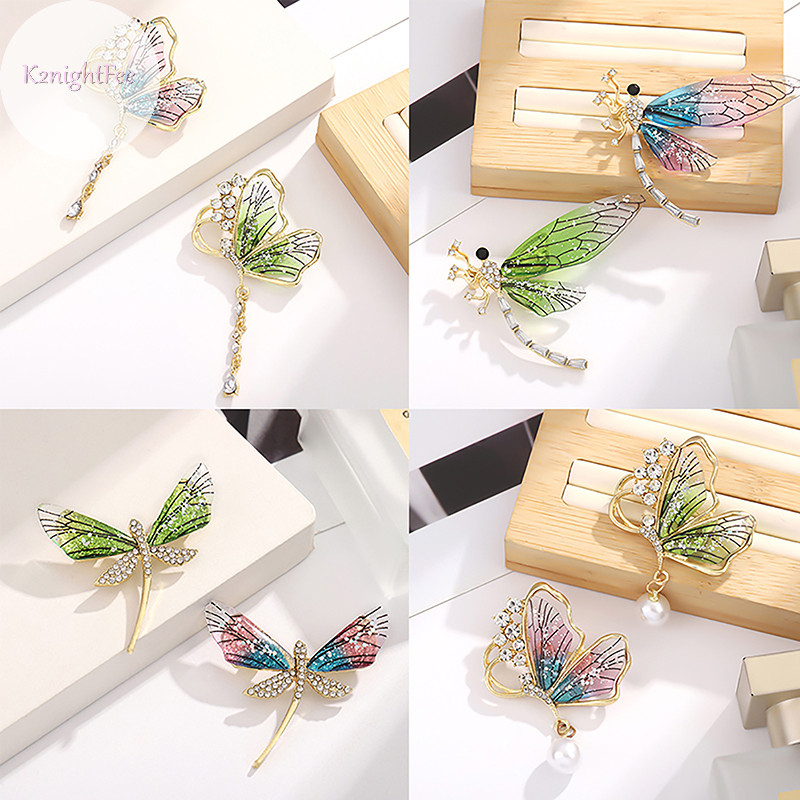 K2nightfee Thời Trang Kim Cương Giả Chuồn Chuồn Cho Nữ Đầm Chống chói Ve Áo Chân Quần Áo Phụ Kiện Dự Tiệc Trang Sức Quà Tặng VN
