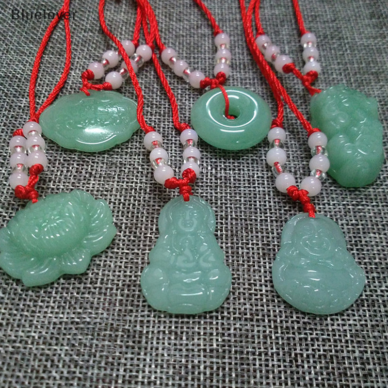 Bluelover Phật Giáo Trắng Ngọc Tay Dệt Mặt Dây Chuyền Vòng Cổ Sen Quan Âm Phật Tuổi Thọ Cao Khóa Mặt Dây Chuyền Vòng Cổ May Mắn Mới