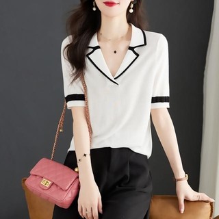 Áo thun ngắn tay nữ cao cấp Áo sơ mi polo mỏng băng lụa áo thun nữ Kn