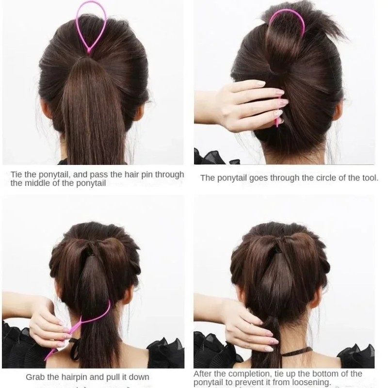 Nhựa Đuôi Ngựa Vòng Đen Pony Topsy Đuôi Kẹp Phụ Kiện Tóc Bện Máy Tạo Kiểu Dụng Cụ Dành Cho Nữ