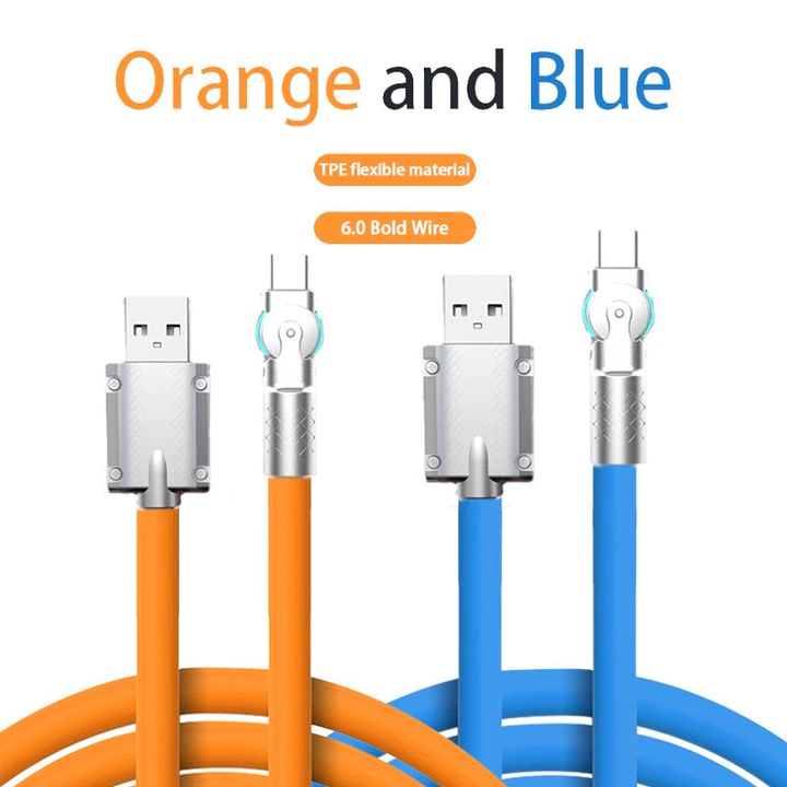 180 Xoay 6A Cáp 120W Trò Chơi Sạc Siêu Nhanh Loại C Cáp Sạc Nhanh Trò Chơi Di Động Sạc USB Type-C Cáp Silica Lỏng Gel Cho IPhone Samsung – 5