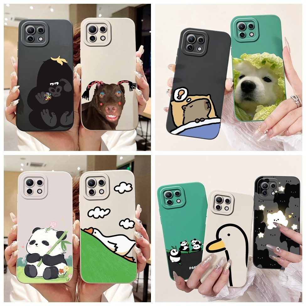 Ốp lưng Xiaomi Mi 11 Lite 5G 11Lite NE Chống sốc Dễ thương Cat Boy Luxury Flower Black Cover Xiaomi 11 Lite 5G NE Ốp điện thoại