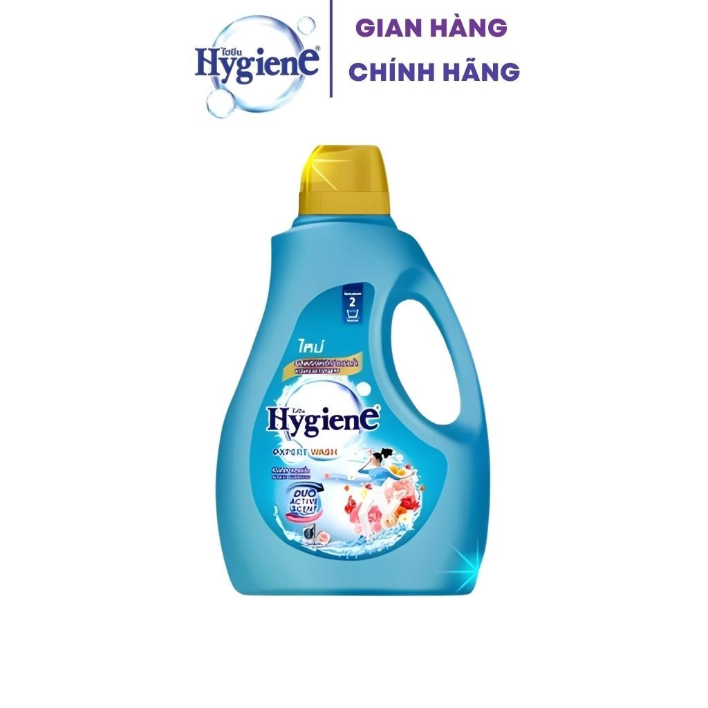 Nước Giặt Hygiene Giặt Xả Quần Áo Thái Lan Thơm Lâu Duo Active [Xanh Đậm] Can 2800ml !