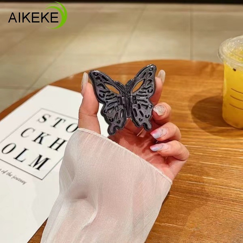 Giá đỡ điện thoại di động đa năng Grip Butterfly Paste Fold Luxury Sparkling Holder Stand Kim loại Phụ kiện điện thoại di động