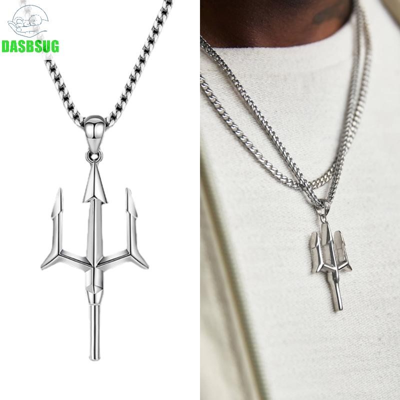 Dasbsug Retro Trident Vòng Cổ DIY Hip Hop Phong Cách Mặt Dây Chuyền Xương Đòn Dây Chuyền Punk Thần Thoại Mặt Dây Chuyền Vòng Cổ Cho Nữ Cô Gái