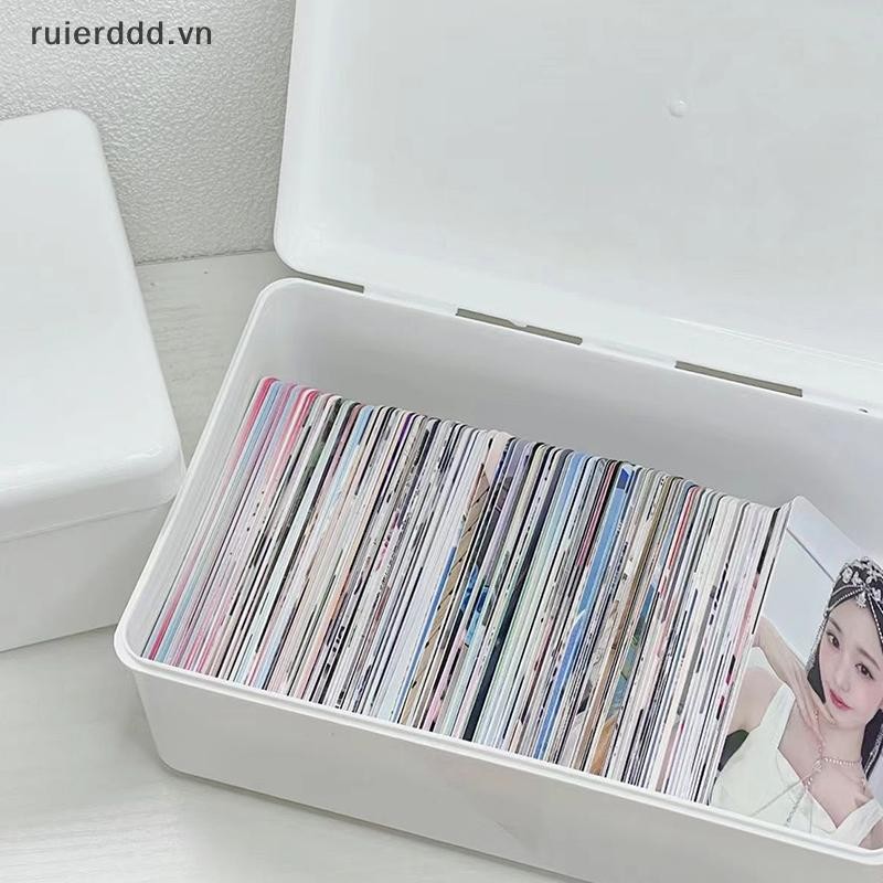 # ruierdd # Hộp đựng bông lật trong suốt Hộp đựng trang điểm Hộp đựng thẻ thần tượng Photocard Hộp đựng chống bụi.