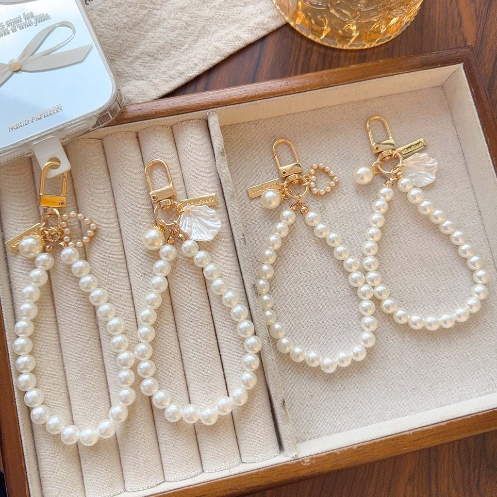 Mặt dây chuyền dây hạt vỏ sáng - Dây buộc điện thoại di động bằng nhựa nhân tạo - Móc khóa ngọt ngào INS thời trang - Quà tặng trang trí cho bé gái - Đồ trang trí treo bùa cho túi xách, chìa khóa ô tô