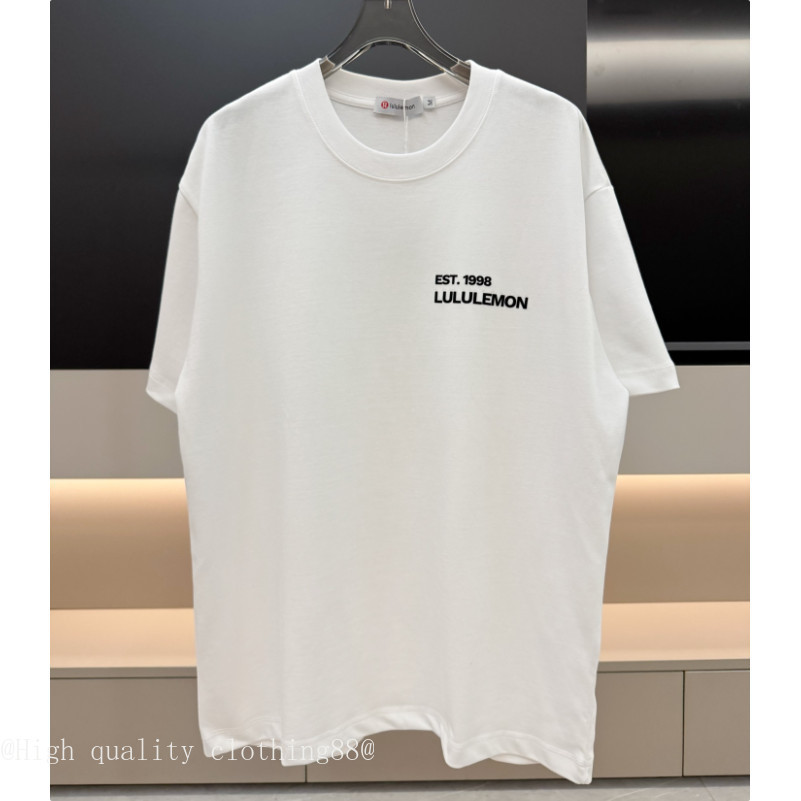 Áo thun ngắn tay cổ tròn cotton nguyên chất, phong cách hiện đại tương tự lululemon
