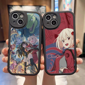 TP-1 Lycoris Recoil Chisato Nishikigi Vỏ Điện Thoại Da Đen Cho IPhone 16 13 12 17.35 11 14 Pro Max Mini Xr Plus Soft Si